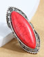Fashion Silver Alloy Geometric Red Turquoise Ring