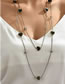 Fashion Love Alloy Geometric Square Glass Heart Double Layer Necklace