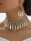 Fashion Gold Alloy Diamond Geometric Pearl Earrings Necklace Set