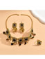 Fashion Gold Alloy Diamond And Pearl Earrings Necklace Set