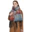 Fashion Blue Polyester Jacquard Thick Fringed Scarf