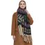Fashion Coffee Polyester Jacquard Thick Fringed Scarf