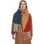 Fashion 04# Blue Polyester Colorblock Chunky Fringe Scarf