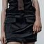 Fashion Black Silk Satin Irregular Large Pocket Skirt