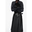 Fashion Black Leather Pleated Wide Hem Skirt