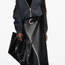 Fashion Black Leather Pleated Wide Hem Skirt