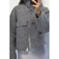Fashion Grey Woolen Lapel Zipped Jacket