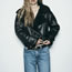Fashion Black Fur One-piece Multi-zip Jacket