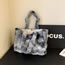 Fashion Grey Blue Plush Large Capacity Tote Bag