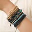 Fashion Gold Alloy Geometric Beaded Love Leather Bracelet Set