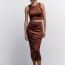 Fashion Brown Knitted Tie-dye Skirt