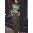 Fashion Green Faux Leather Work Skirt