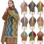 Fashion Coffee Polyester Jacquard Wave Pattern Thick Fringed Scarf