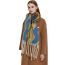 Fashion Camel Polyester Jacquard Wave Pattern Thick Fringed Scarf