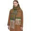 Fashion 8# Green Polyester Jacquard Thick Fringed Scarf
