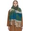 Fashion Green Orange Polyester Colorblock Printed Chunky Fringed Scarf
