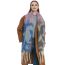 Fashion Gray Blue Polyester Printed Chunky Fringed Scarf