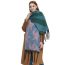Fashion 07#green Polyester Printed Chunky Fringed Scarf