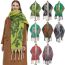 Fashion 1# Grass Green Polyester Printed Chunky Fringed Scarf