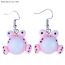 Fashion Pink Simulated Bright Cartoon Frog Earrings