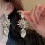 Fashion Silver Alloy Diamond Flower Geometric Earrings