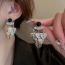 Fashion Silver Geometric Zirconium Love Earrings