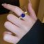 Fashion Ring - Blue (real Gold Plating) Geometric Diamond And Pearl Open Ring