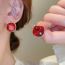Fashion Red Square Crystal Earrings