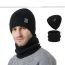 Fashion Navy Blue Acrylic Knitted Patch Beanie And Scarf Set