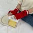 Fashion New Year Red Wool Knit Patch Half Finger Gloves