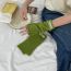 Fashion Light Blue Wool Knit Patch Half Finger Gloves