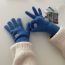 Fashion Light Blue Embroidered Bear Five-pointer Knitted Gloves