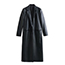 Fashion Black Pu Lapel Long Sleeve Coat With Pockets