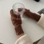 Fashion Caramel Colour Polyester Knitted Half Finger Gloves