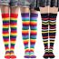 Fashion Black No. 7 Polycotton Colorful Striped High Socks