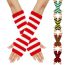 Fashion 6# Red And White Strips Wool Knitted Striped Fingerless Gloves