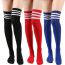 Fashion White/sapphire Blue Bar 12 Polyester-cotton Knitted Striped Solid Color Stockings