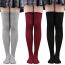 Fashion Burgundy/white Bar 8 Polyester-cotton Knitted Striped Solid Color Stockings