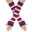 Fashion 37# Royal Blue Polyester Printed Knitted Long Fingerless Gloves