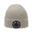 Fashion Off White Knitted Smiley Patch Beanie