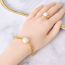 Fashion Gold Stainless Steel Square Pearl Earrings Ring Necklace Bracelet Set