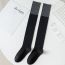 Fashion Gray And Black Stitching Colorblock Knitted Calf Socks