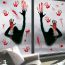Fashion Ch34003 Halloween Horror Black Figure Bloody Hand Pvc Geometric Holiday Window Electrostatic Stickers