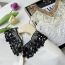 Fashion Black Lace Embellished Pearl Shawl