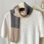 Fashion Milk Tea Oatmeal Polyester Knitted Color Block Scarf