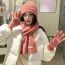 Fashion Korean Powder (scarf+hat+gloves) Polyester Knitted Patch Wool Hat Five-finger Gloves Scarf Three-piece Set