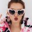 Fashion Leopard Print Double Tea Ac Heart Sunglasses