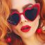 Fashion Big Red And Gray Piece Ac Heart Sunglasses
