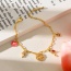 Fashion Gold Copper Inlaid Zircon Drop Oil Love Letter Flamingo Pendant Bracelet