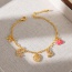 Fashion Gold Copper Inlaid Zircon Drop Oil Love Letter Bow Pendant Bracelet